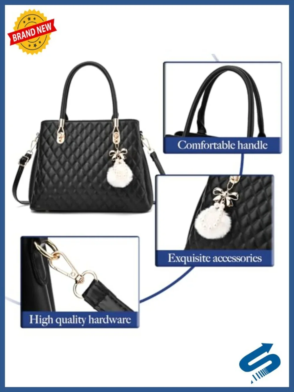 Faux Leather Satchel with Removable Strap